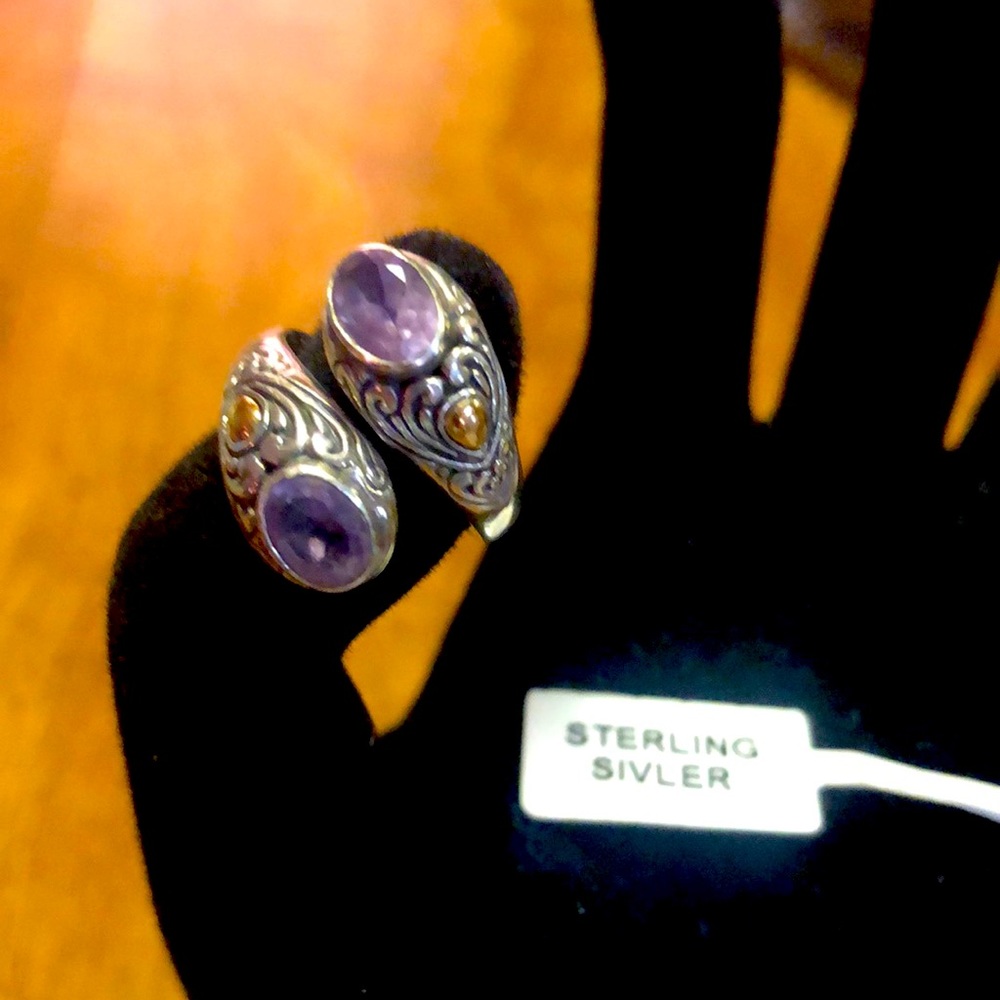 925 Sterling Silver Amethyst Ring Size 6 💍